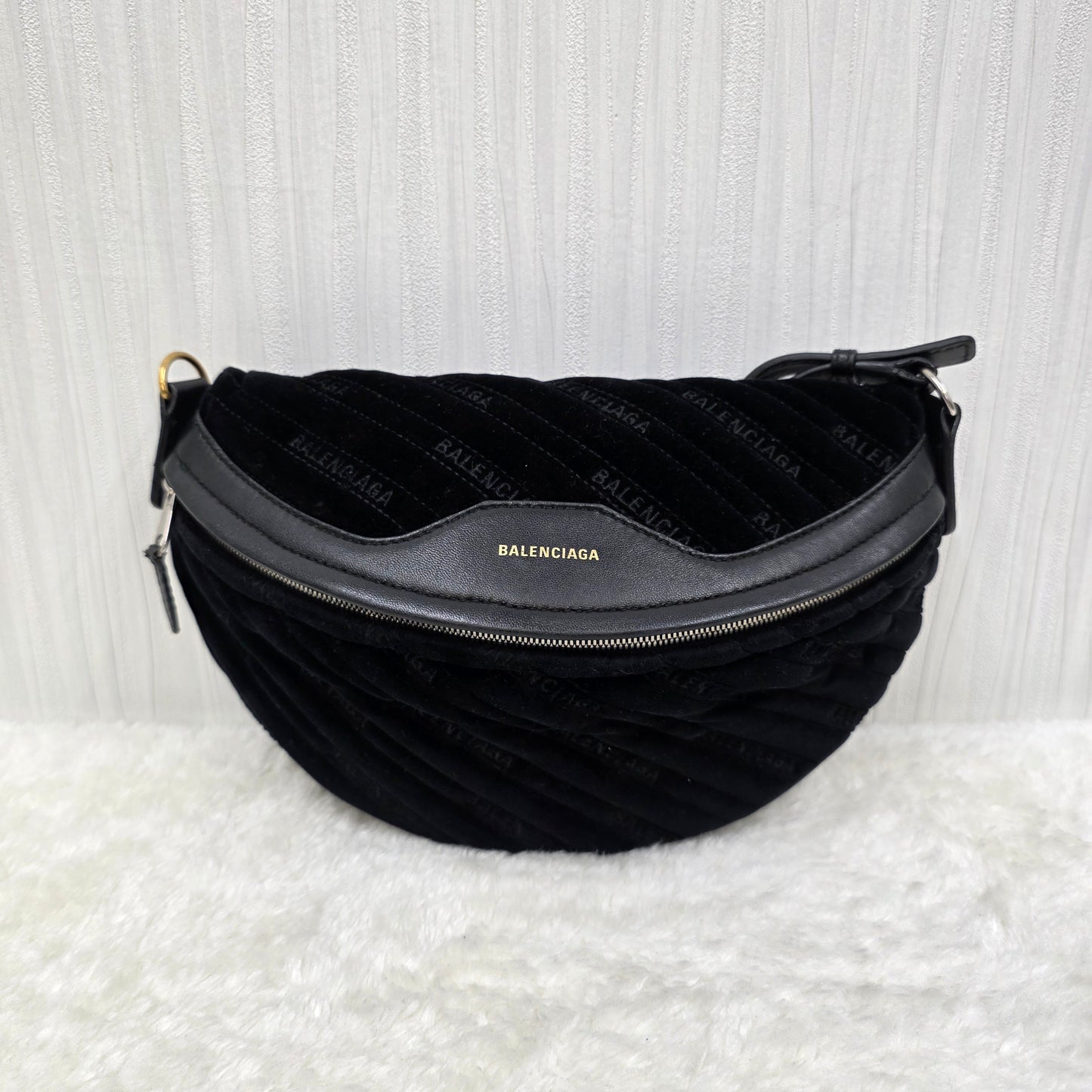 Balenciaga Souvenir All Over Logo Shoulder Bag [Pre-Owned]