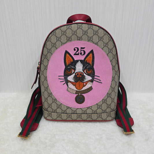 Gucci GG Supreme BOSCO Dog Appliqué Backpack PVC [Pre-Owned]