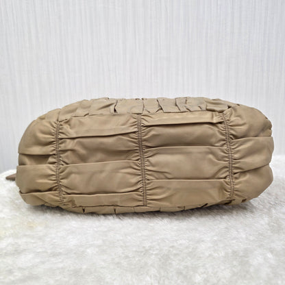 PRADA Gathered 2-Way Leather Handbag [Pre-Owned]