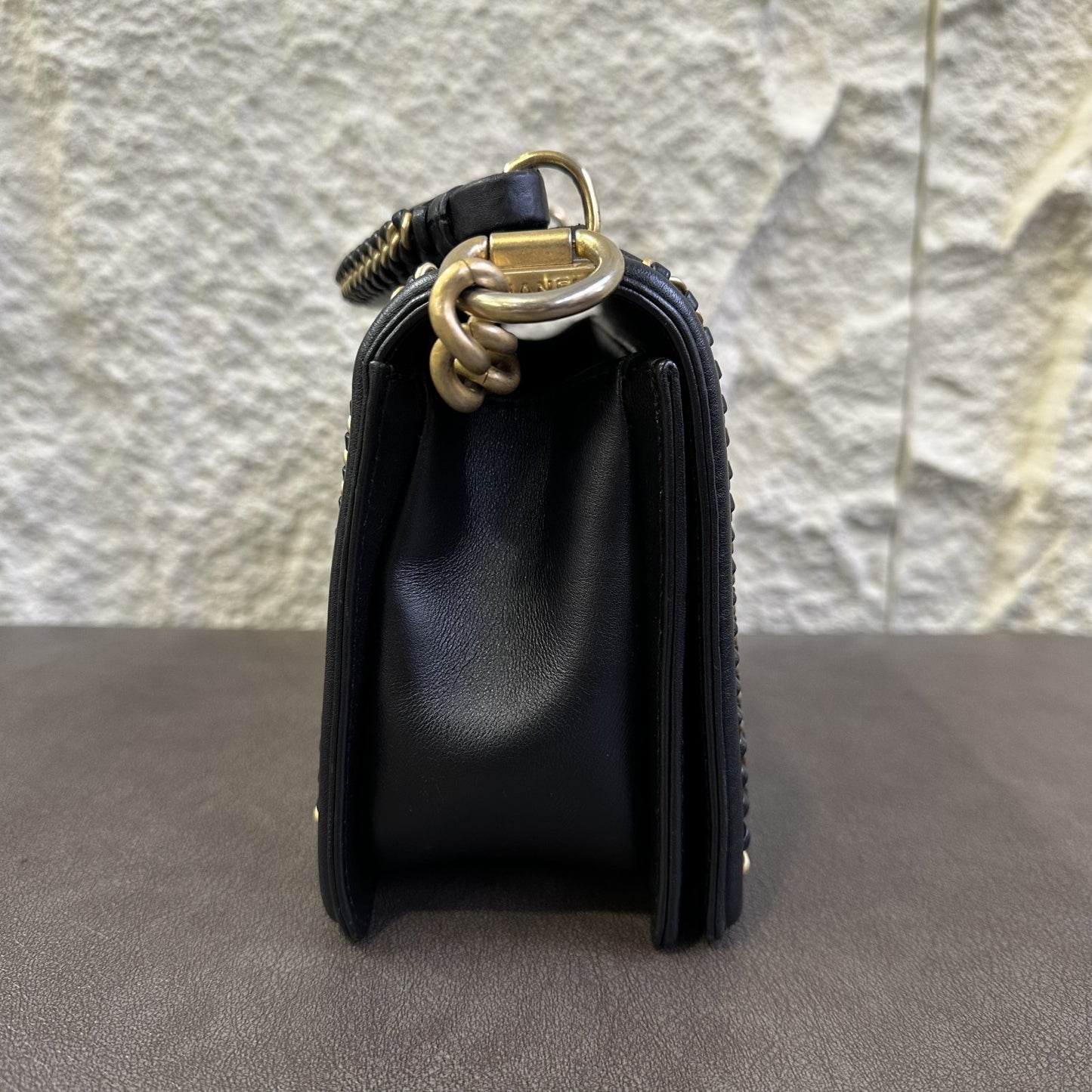 CHANEL Boy Chanel 25 Handbag Lambskin Black [Pre-Owned]