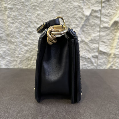 CHANEL Boy Chanel 25 Handbag Lambskin Black [Pre-Owned]