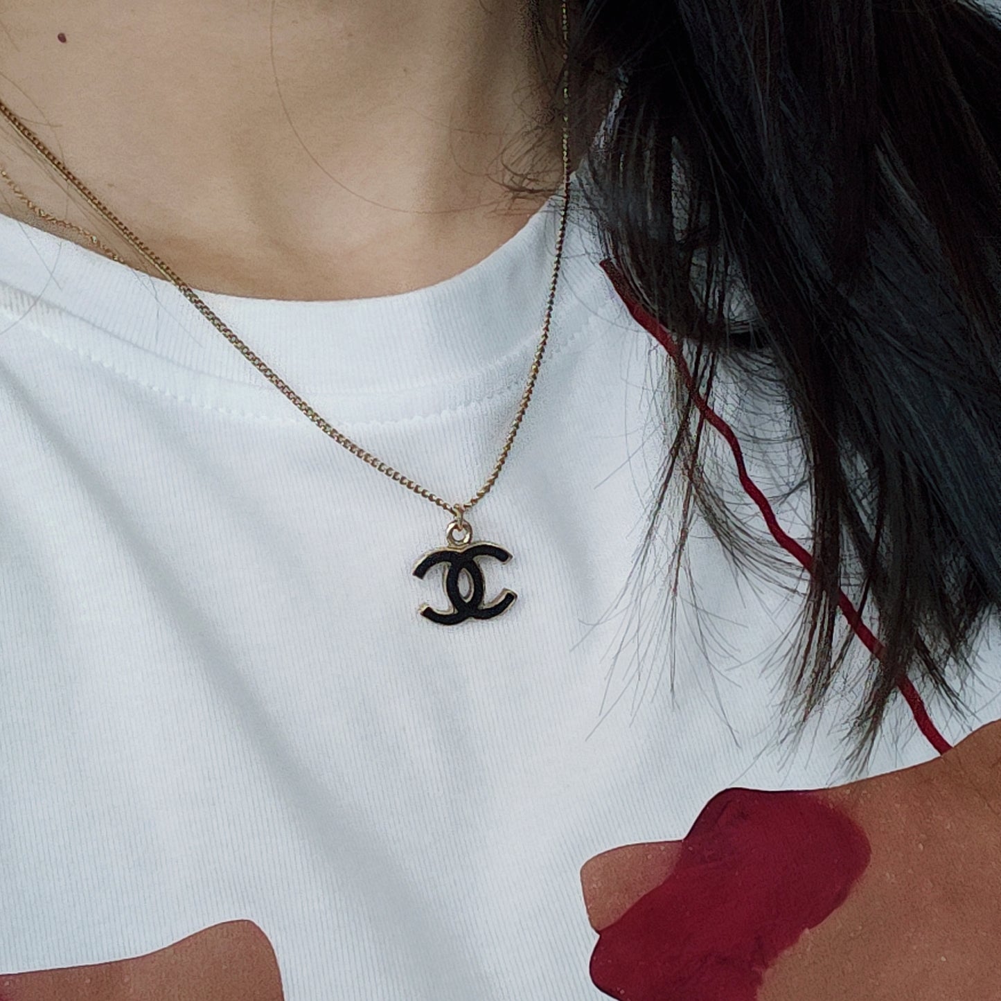 Chanel Coco Necklace Accessory Gold Black GP [Pre-owned]