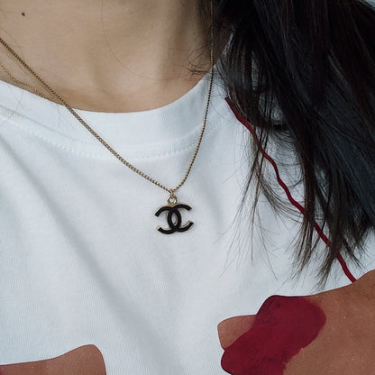 Chanel Coco Necklace Accessory Gold Black GP [Pre-owned]