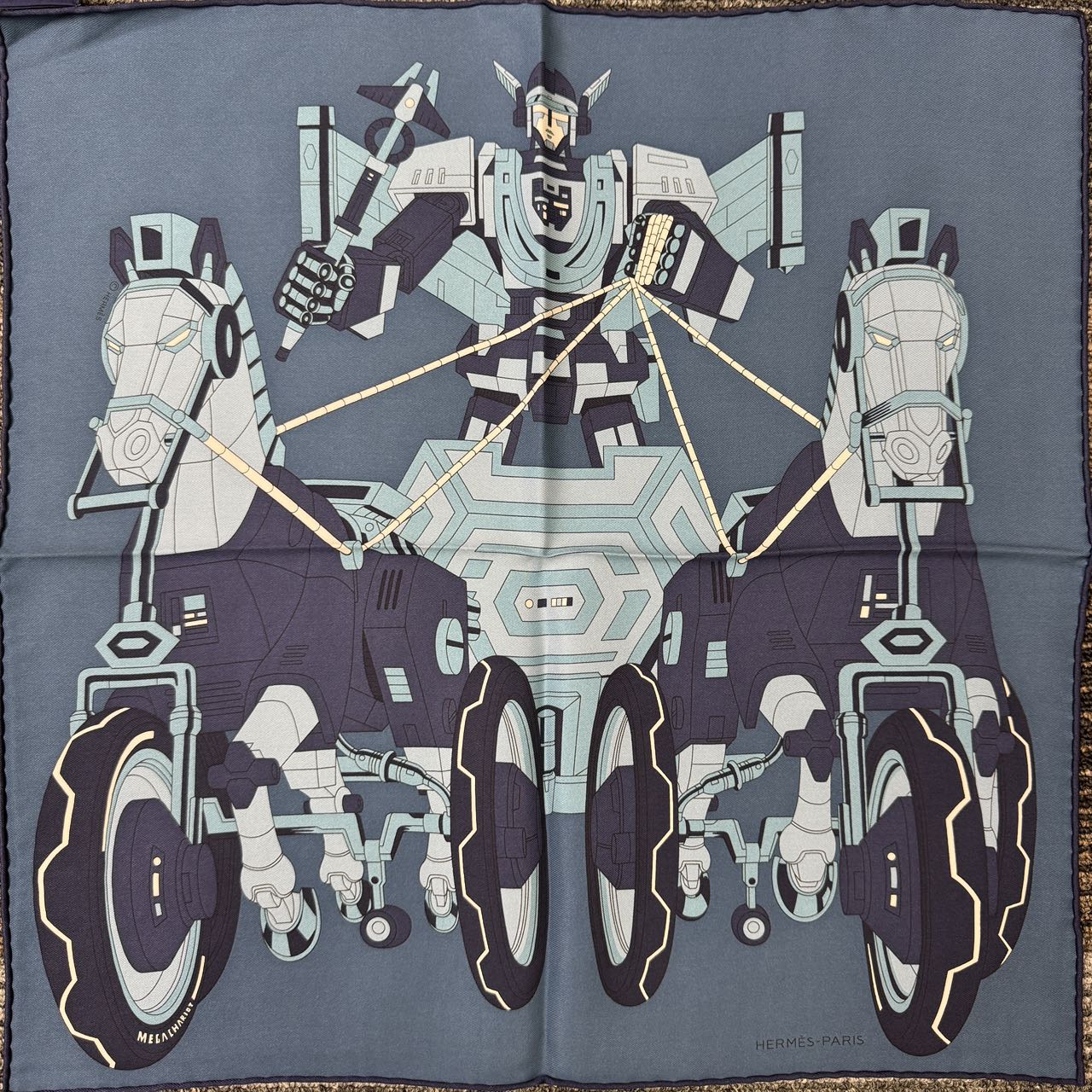 エルメス カレ45 シルクスカーフ【中古】 