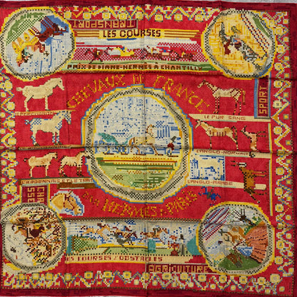 エルメス カレ90 「Les Chevaux de France」 シルクスカーフ【中古】 