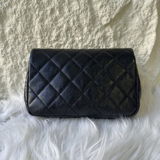 CHANEL マトラッセ チェーンショルダーバッグ レザー ブラック【中古】 