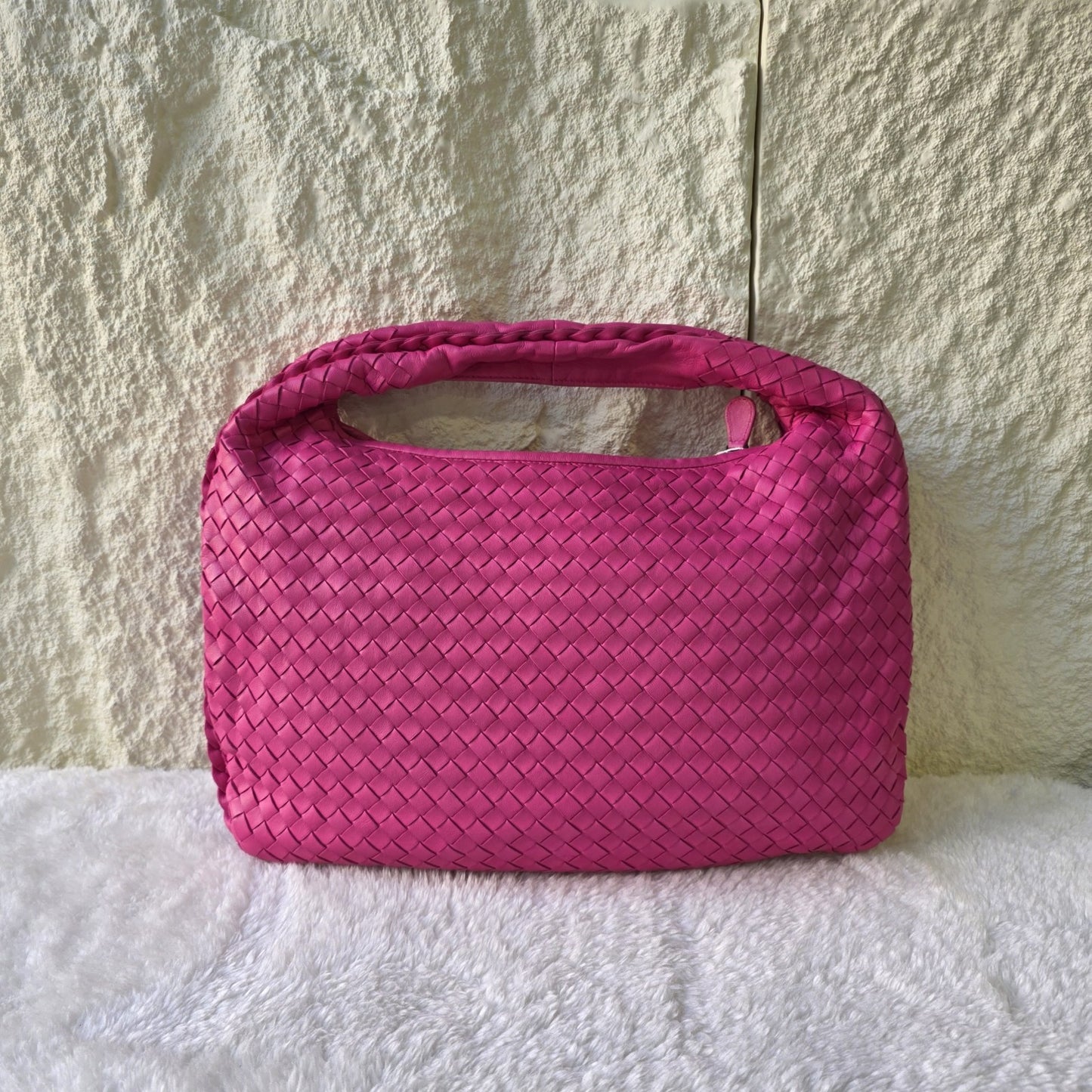 BOTTEGA VENETA Intrecciato Hobo Bag Leather Pink [Pre-Owned]