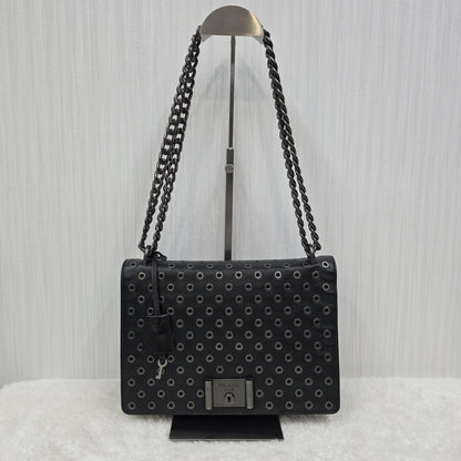 PRADA メタルパンチングレザーチェーンショルダーバッグ ブラック【中古】 