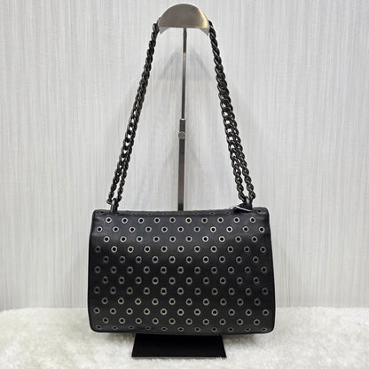 PRADA メタルパンチングレザーチェーンショルダーバッグ ブラック【中古】 