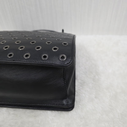 PRADA メタルパンチングレザーチェーンショルダーバッグ ブラック【中古】 