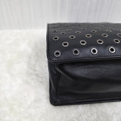 PRADA メタルパンチングレザーチェーンショルダーバッグ ブラック【中古】 