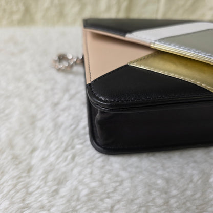 CHANEL Coco Mark Lambskin Chain Wallet Multicolor Silver Hardware [Pre-Owned]
