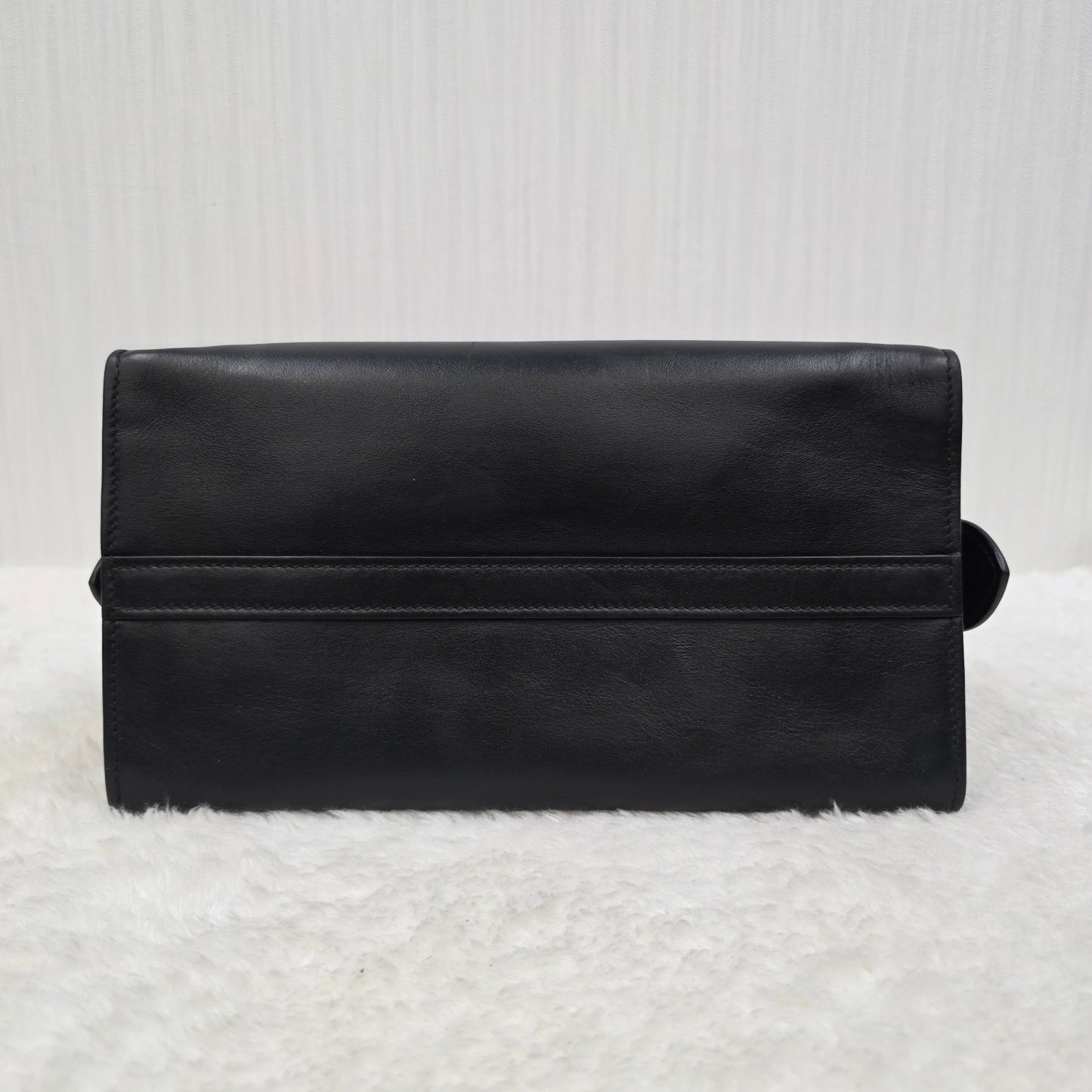 PRADA Esplanade City Medium Tote Bag in Black Calfskin & Greca Saffiano [Pre-Owned]