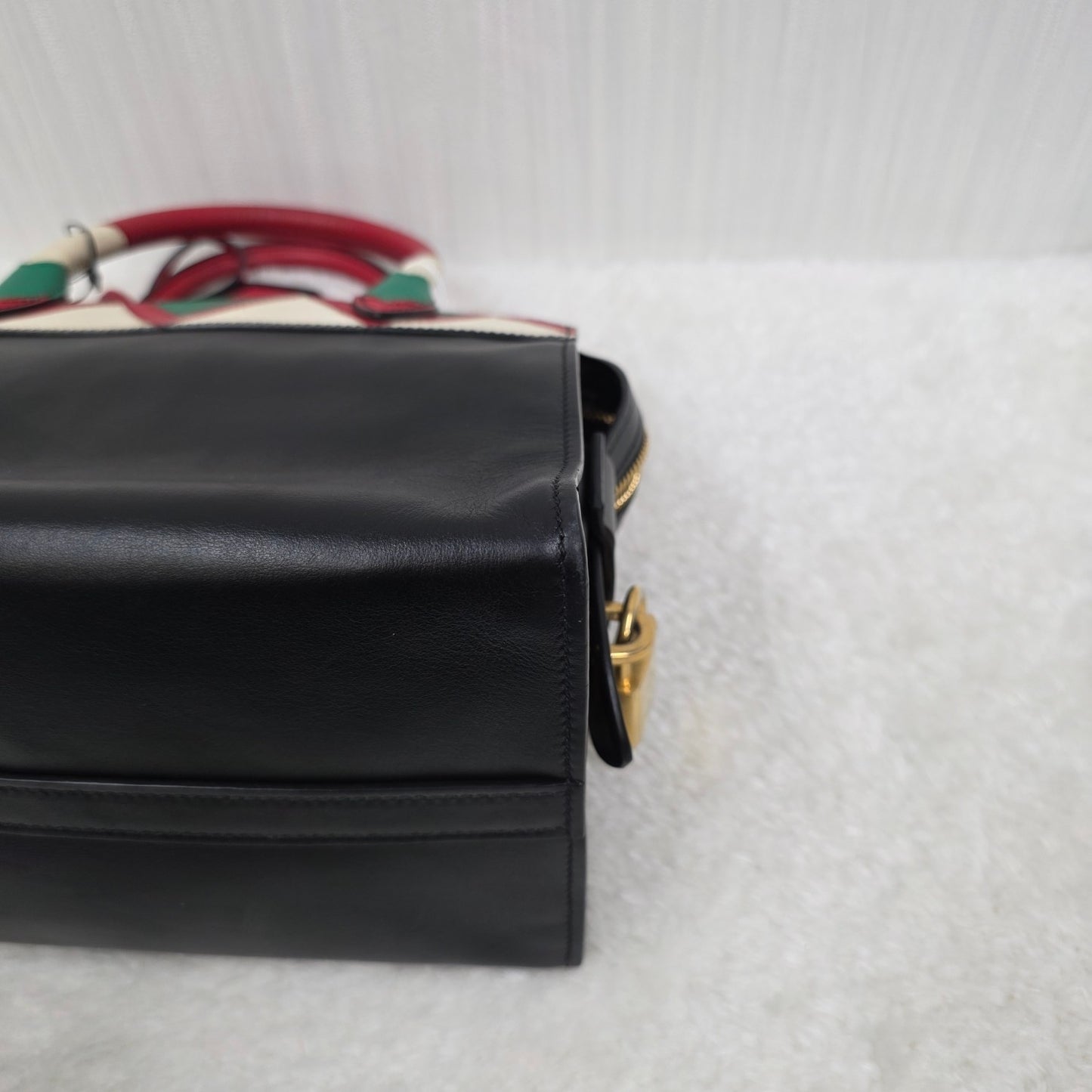 PRADA Esplanade City Medium Tote Bag in Black Calfskin & Greca Saffiano [Pre-Owned]