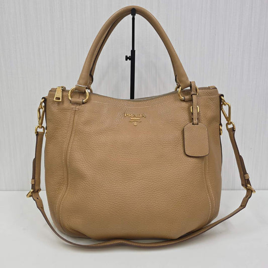 PRADA Leather 2-Way Tote Bag in Camel [Pre-Owned]