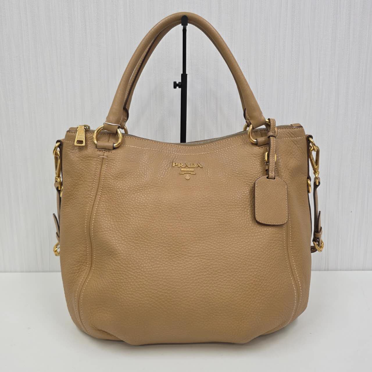 PRADA Leather 2-Way Tote Bag in Camel [Pre-Owned]