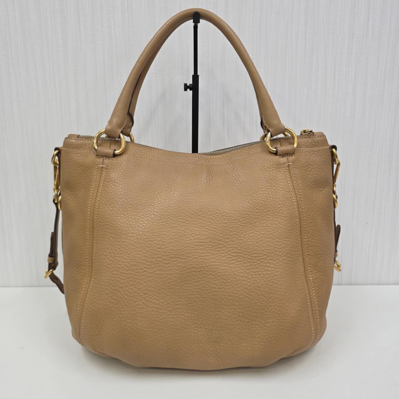 PRADA Leather 2-Way Tote Bag in Camel [Pre-Owned]
