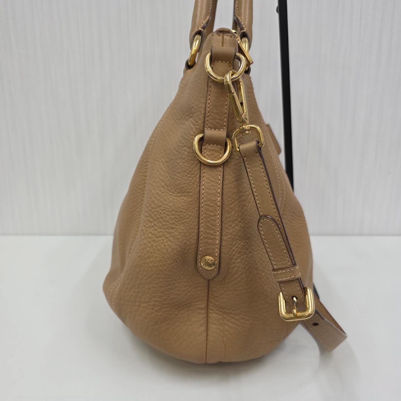 PRADA Leather 2-Way Tote Bag in Camel [Pre-Owned]