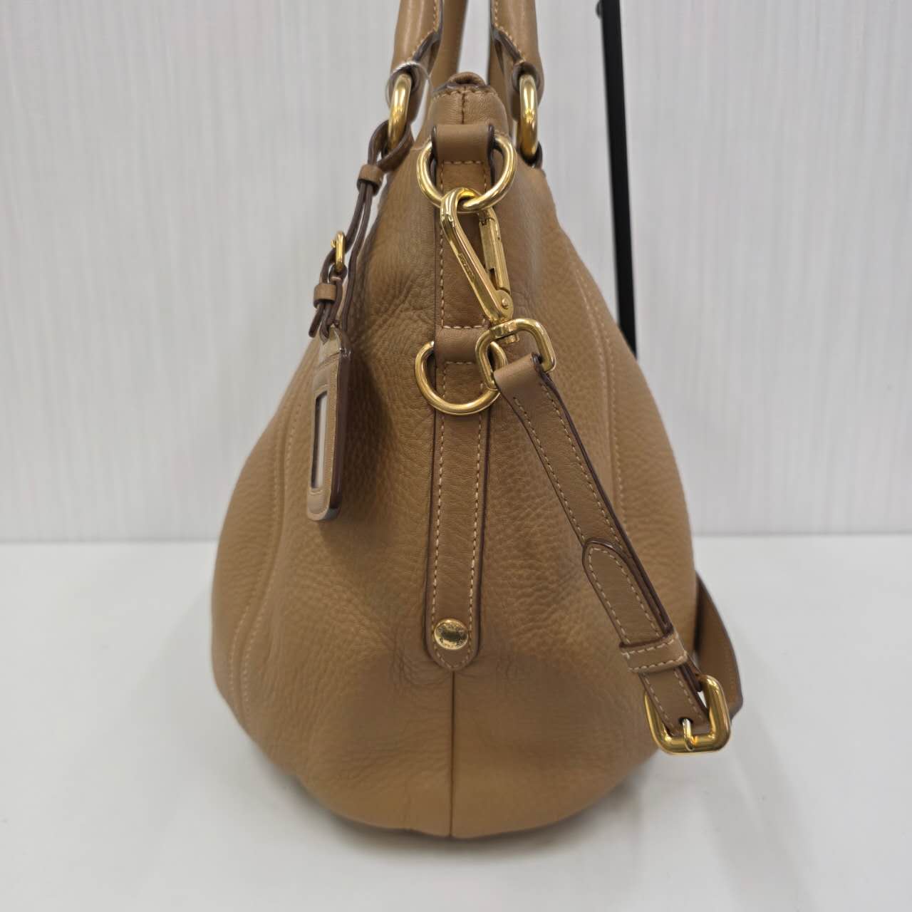 PRADA Leather 2-Way Tote Bag in Camel [Pre-Owned]