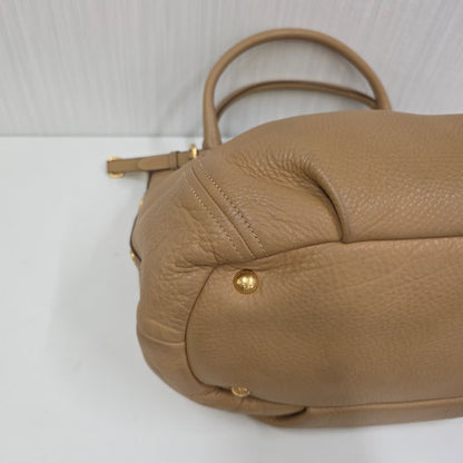 PRADA Leather 2-Way Tote Bag in Camel [Pre-Owned]