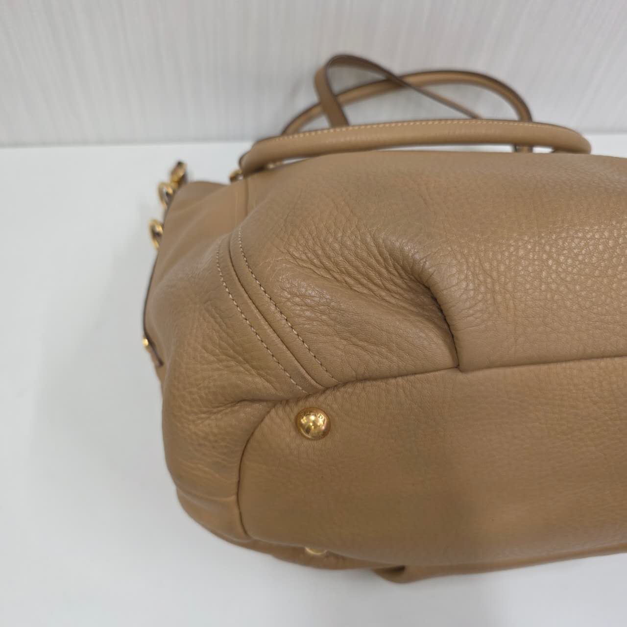 PRADA Leather 2-Way Tote Bag in Camel [Pre-Owned]