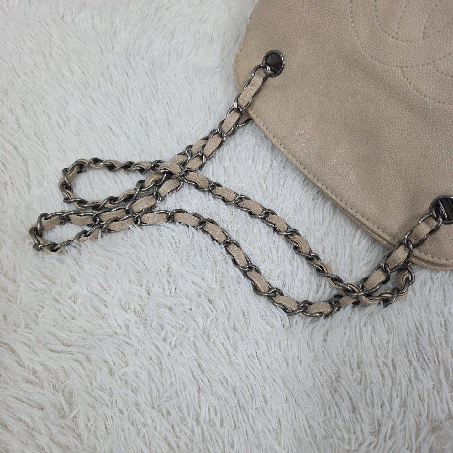 CHANEL Chain Shoulder Handbag in Silver Tone [Pre-Owned]