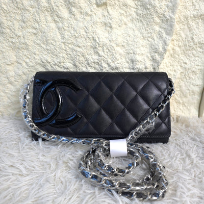 CHANEL Cambon Line Leather Chain Wallet Crossbody Handbag [Pre-Owned]