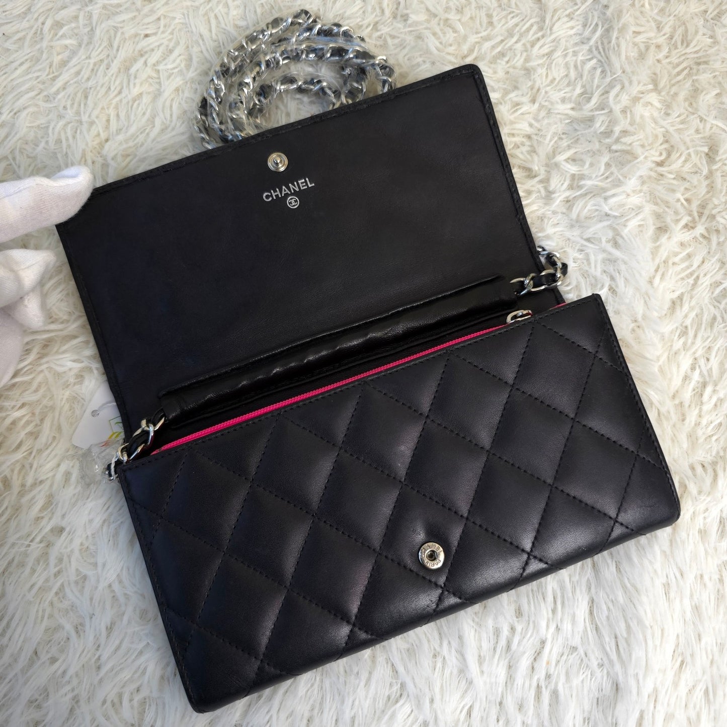 CHANEL Cambon Line Leather Chain Wallet Crossbody Handbag [Pre-Owned]