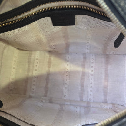 GUCCI GG Pattern Studded Leather Handbag in Black [Pre-Owned]