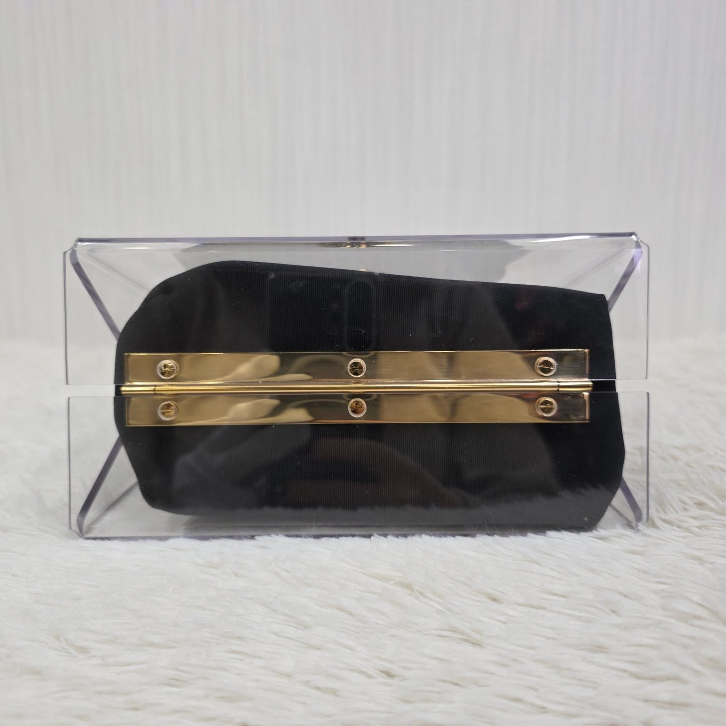Salvatore Ferragamo Gancini Skeleton Handbag in Clear with Gold Hardware [Pre-Owned]