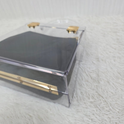 Salvatore Ferragamo Gancini Skeleton Handbag in Clear with Gold Hardware [Pre-Owned]