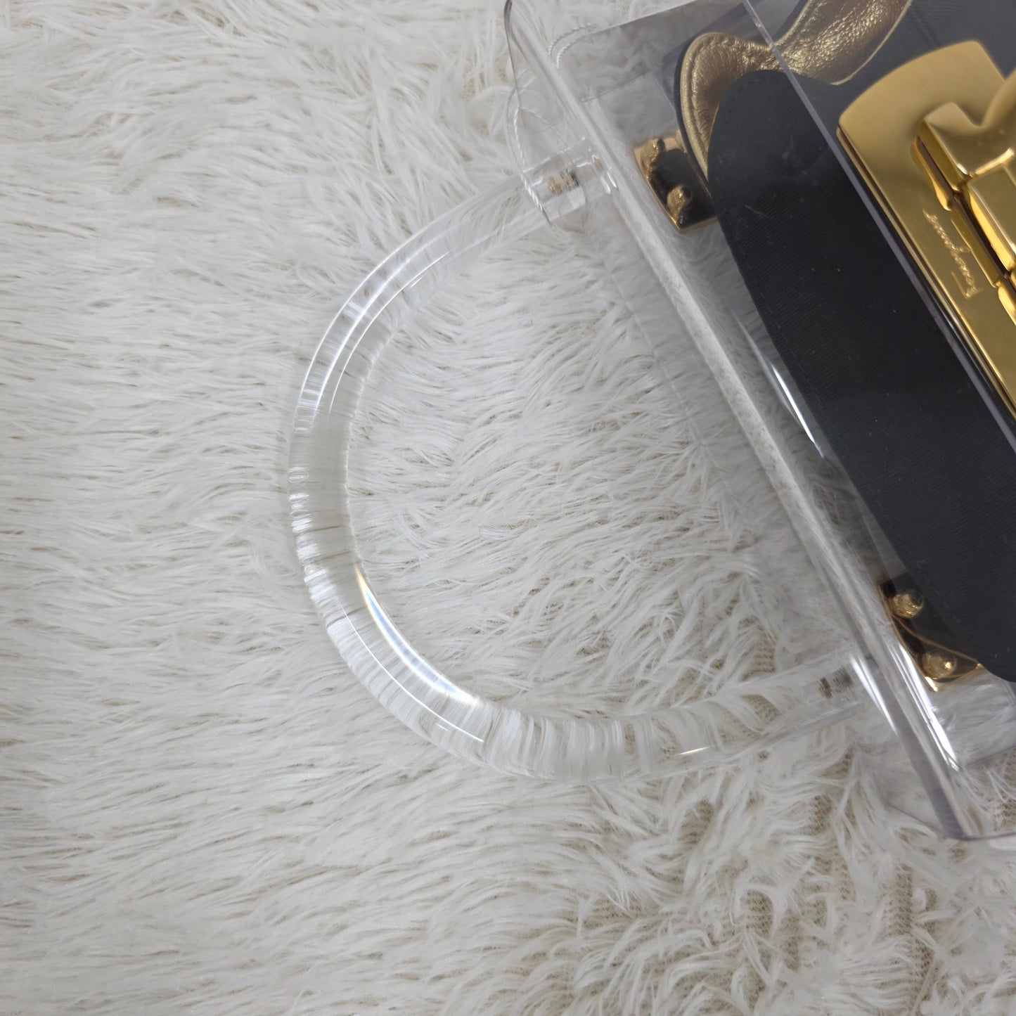 Salvatore Ferragamo Gancini Skeleton Handbag in Clear with Gold Hardware [Pre-Owned]