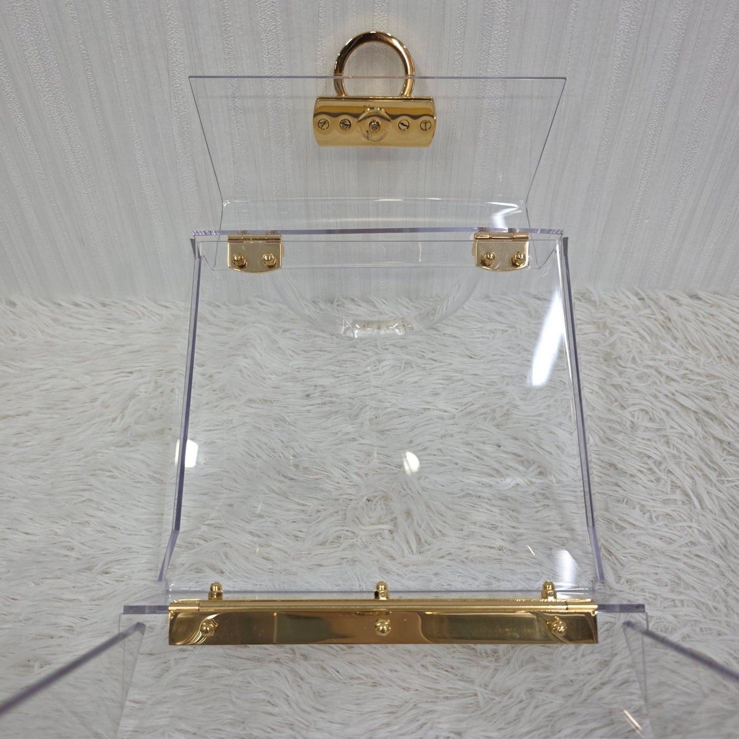 Salvatore Ferragamo Gancini Skeleton Handbag in Clear with Gold Hardware [Pre-Owned]