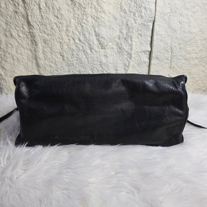 PRADA Etiquette Leather Tote Shoulder Handbag in Black [Pre-Owned]