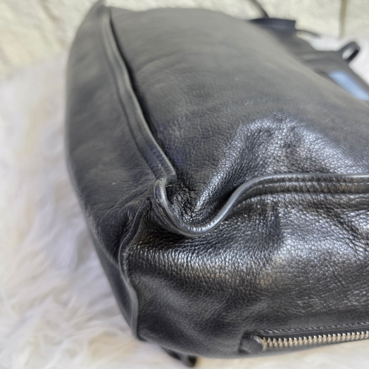 PRADA Etiquette Leather Tote Shoulder Handbag in Black [Pre-Owned]