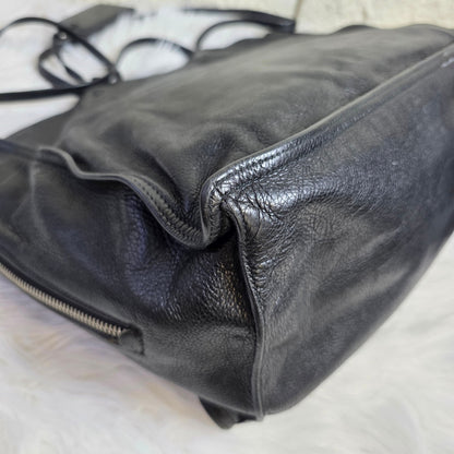 PRADA Etiquette Leather Tote Shoulder Handbag in Black [Pre-Owned]