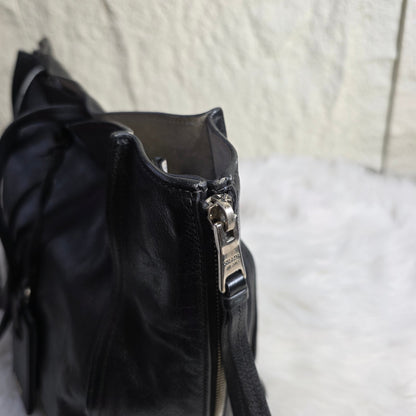 PRADA Etiquette Leather Tote Shoulder Handbag in Black [Pre-Owned]