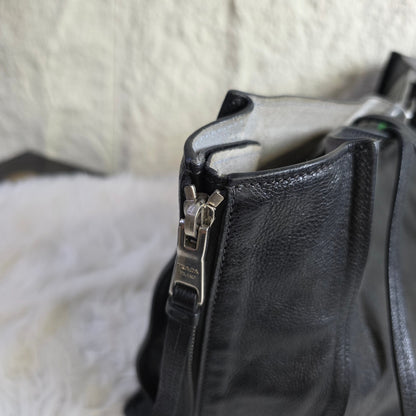 PRADA Etiquette Leather Tote Shoulder Handbag in Black [Pre-Owned]