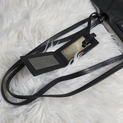 PRADA Etiquette Leather Tote Shoulder Handbag in Black [Pre-Owned]