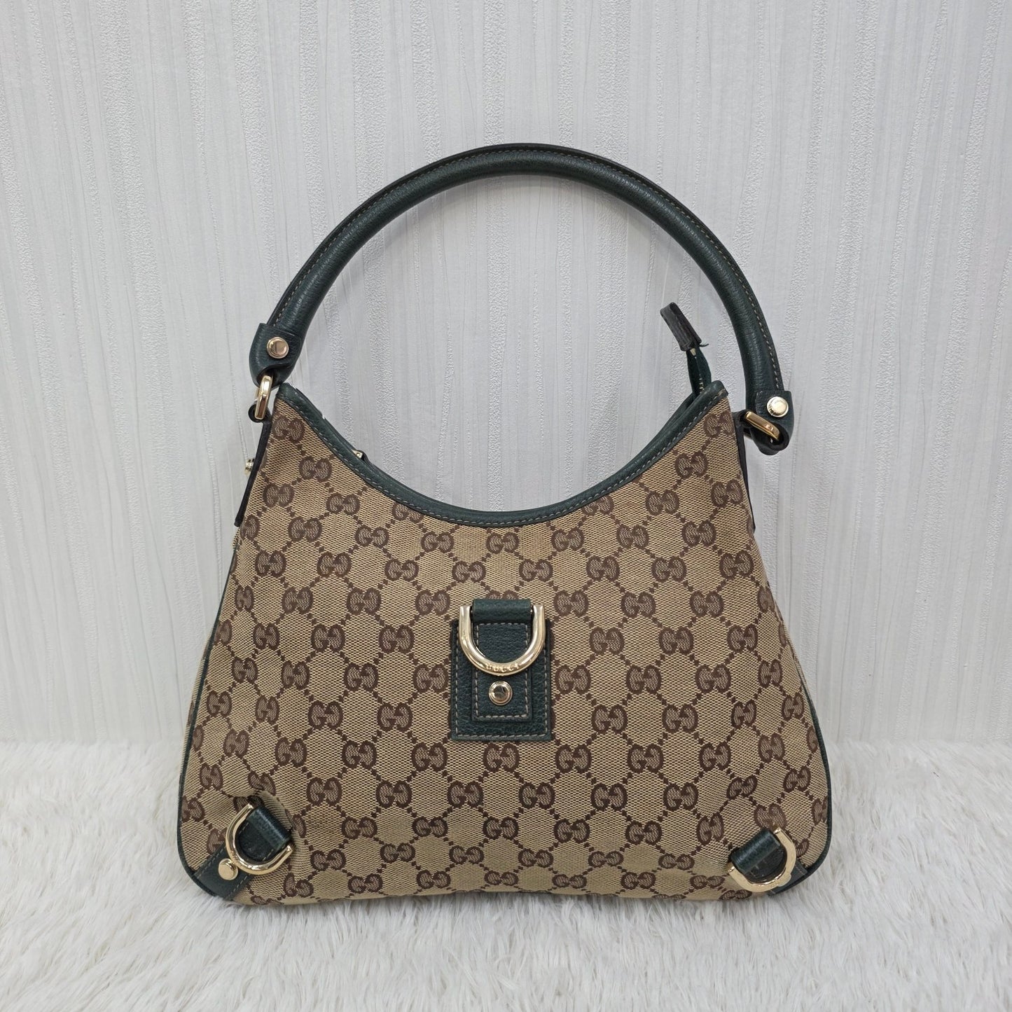 GUCCI Abbey GG Canvas Shoulder & Hand Handbag in Beige and Dark Brown [Pre-Owned]