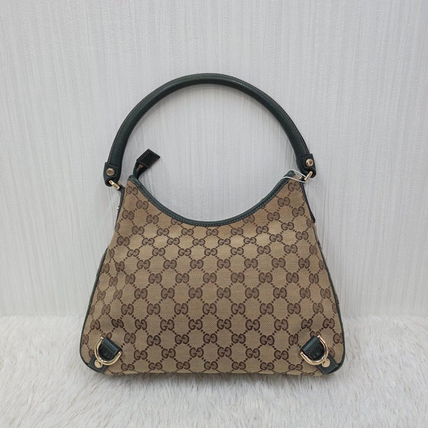 GUCCI Abbey GG Canvas Shoulder & Hand Handbag in Beige and Dark Brown [Pre-Owned]