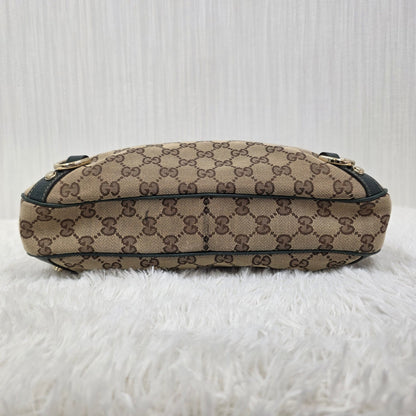 GUCCI Abbey GG Canvas Shoulder & Hand Handbag in Beige and Dark Brown [Pre-Owned]