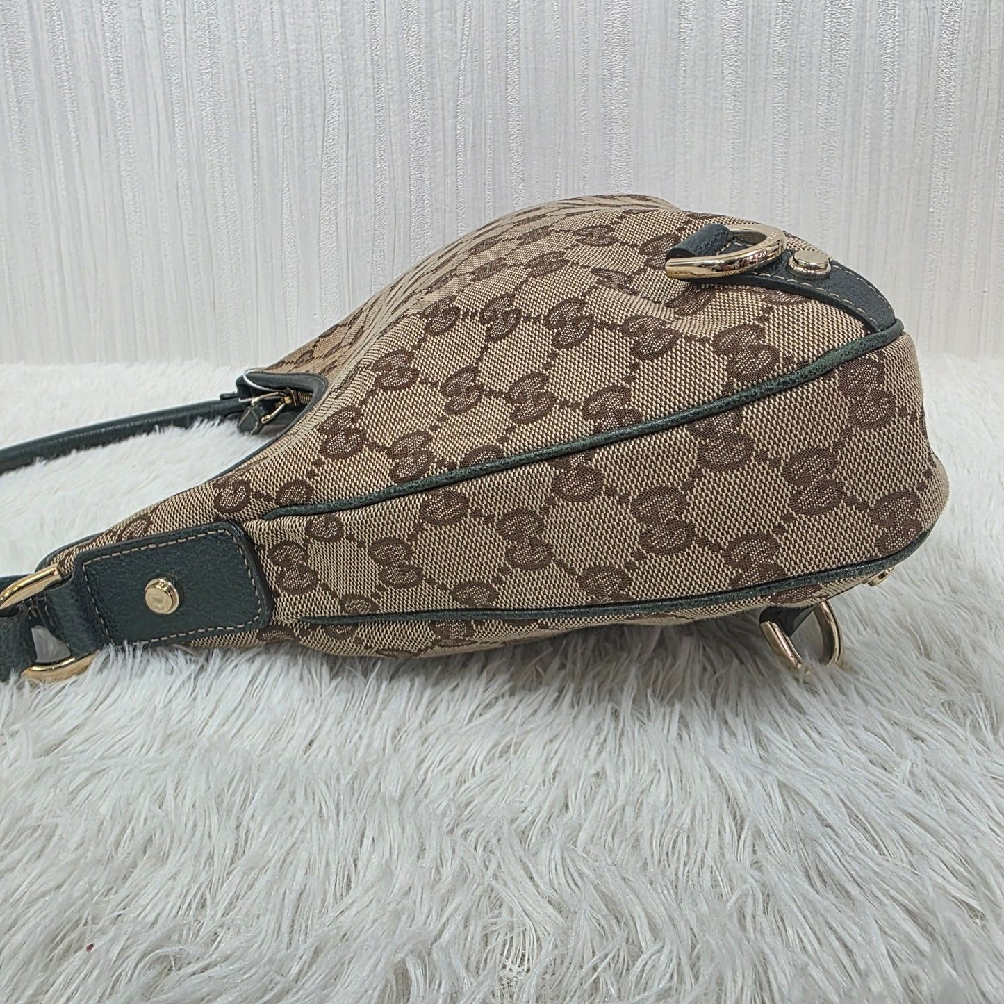 GUCCI Abbey GG Canvas Shoulder & Hand Handbag in Beige and Dark Brown [Pre-Owned]