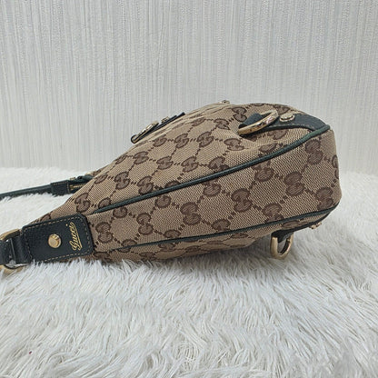 GUCCI Abbey GG Canvas Shoulder & Hand Handbag in Beige and Dark Brown [Pre-Owned]