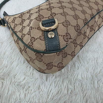 GUCCI Abbey GG Canvas Shoulder & Hand Handbag in Beige and Dark Brown [Pre-Owned]
