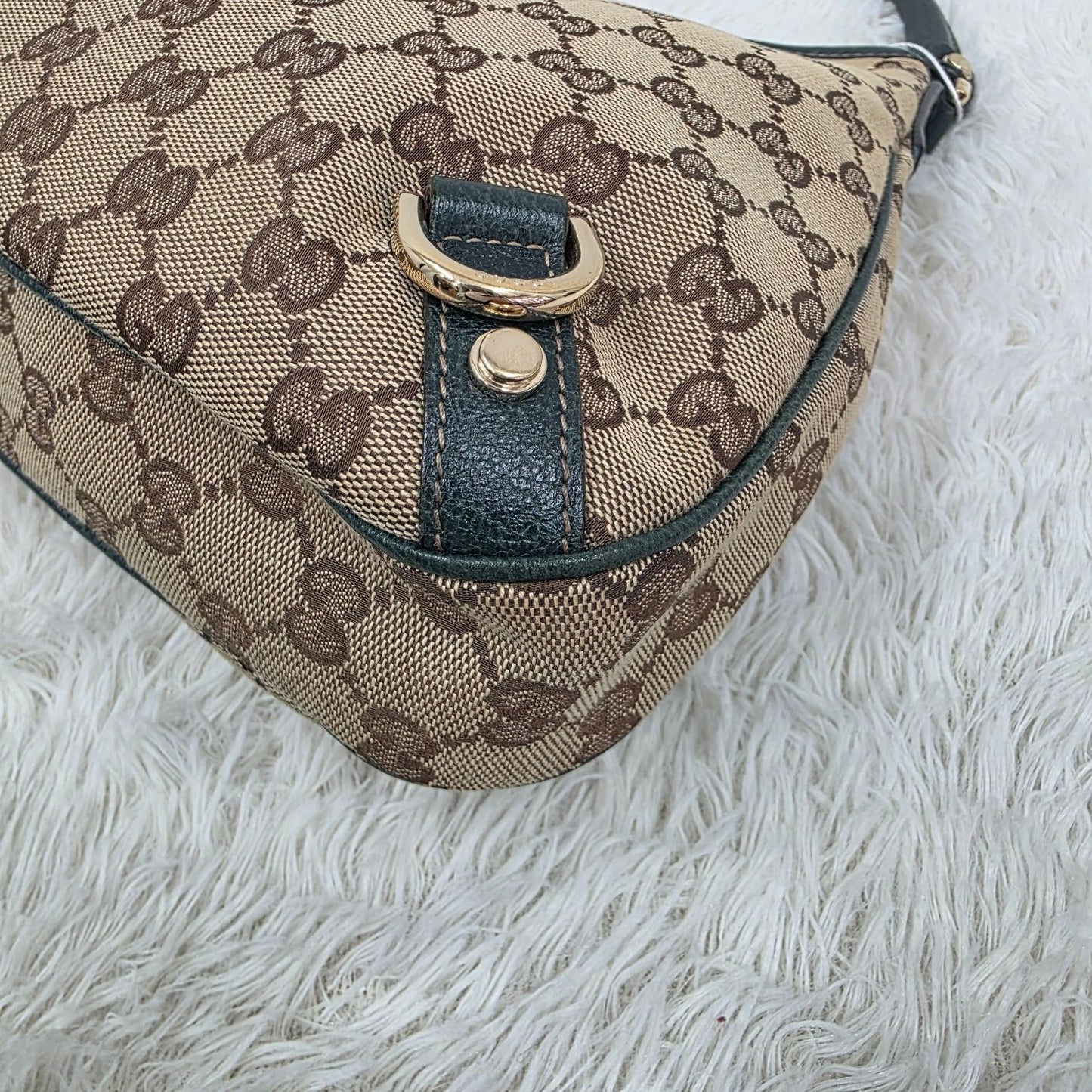 GUCCI Abbey GG Canvas Shoulder & Hand Handbag in Beige and Dark Brown [Pre-Owned]