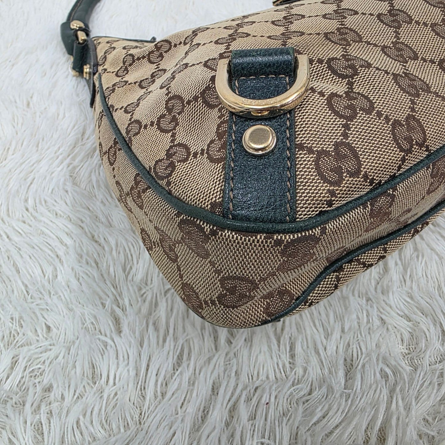 GUCCI Abbey GG Canvas Shoulder & Hand Handbag in Beige and Dark Brown [Pre-Owned]