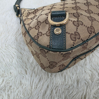 GUCCI Abbey GG Canvas Shoulder & Hand Handbag in Beige and Dark Brown [Pre-Owned]