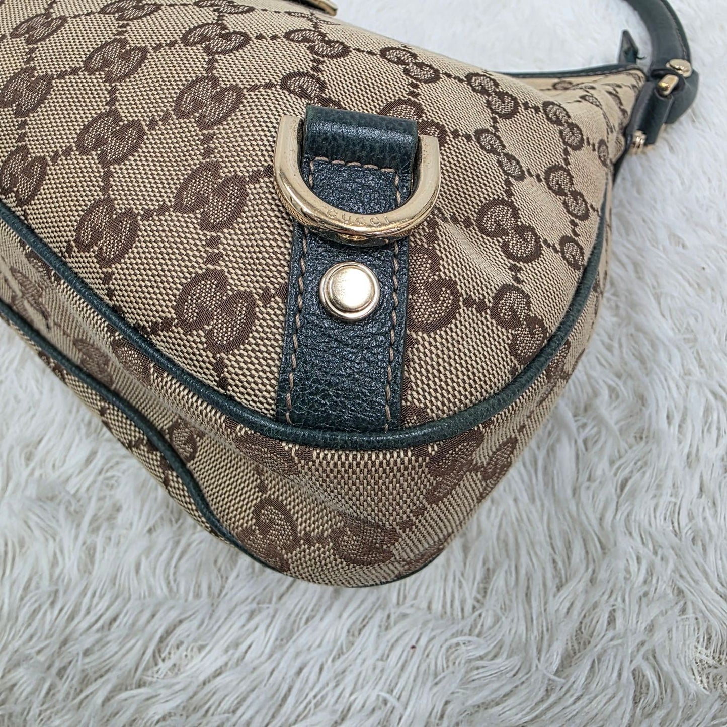 GUCCI Abbey GG Canvas Shoulder & Hand Handbag in Beige and Dark Brown [Pre-Owned]