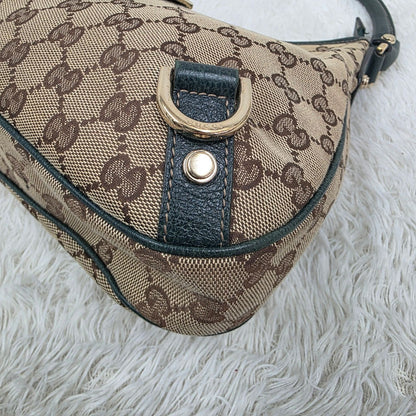GUCCI Abbey GG Canvas Shoulder & Hand Handbag in Beige and Dark Brown [Pre-Owned]